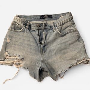 Hollister High-Waisted Distressed Light-Wash Denim Shorts